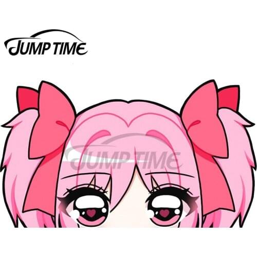 Jump Time 13 x 7.5cm Madoka Peeker Funny Car Stickers Surfboard Graffiti Decal Waterproof Windows Trunk Car Door Protector