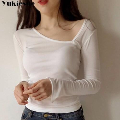 Poleras Mujer Sexy V Neck Slim T-Shirt Women Casual Korean Fashion Tshirt Vetement Femme 2018 Womens Long Sleeve tee Tops