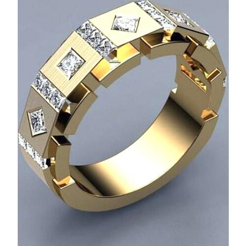 USTAR Geometric rhombus gold finger rings for women men jewelry Cubic Zirconia crystal engagement rings female anel gift