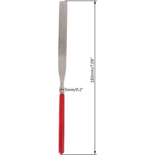 1 Pcs 180mm Rubber Handle Long Art Craft Double Side Diamond Coated Flat File Grinding Tool Hand Tool K3KA