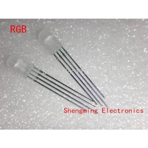 100pcs 5mm 4pins RGB LED Common anode Cathode Tri-Color Emitting Diodes Diffused Frosted Water clear Transparent