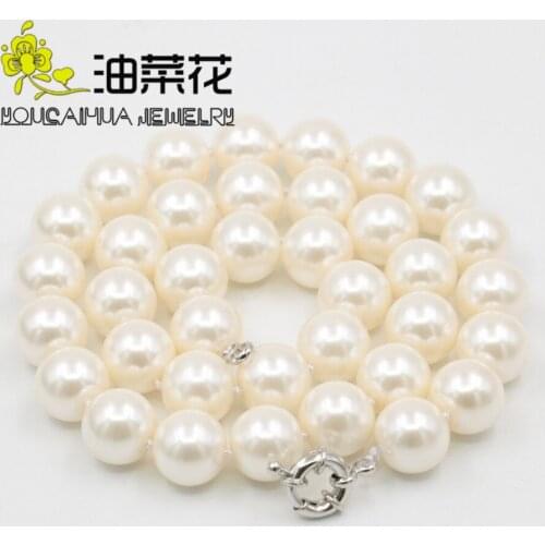 12mm Light Skin Pink Round Shell Pearl Necklace DIY Women Girls Hand Made Fashion Jewelry Making Design Steering Wheel Clasp