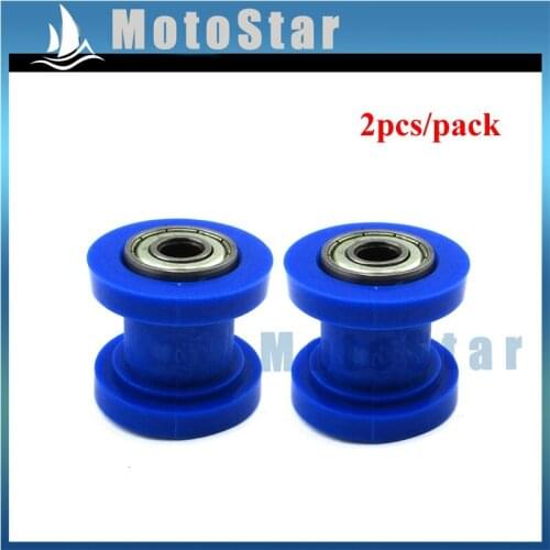 2x 8mm Blue Chain Roller Pulley Tensioner For Dirt Pit Bike SSR Thumpstar XR50 Atomik Coolster TTR CRF50 CRF70 DHZ Stomp Lifan