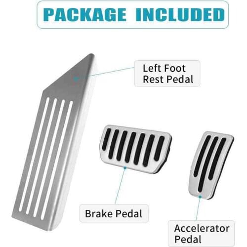 3pcs Car Automobile Stainless Steel Rest Brake Pedal Covers Foot Pedal Pads Kit Anti- for Tesla Model 3 2019-2021