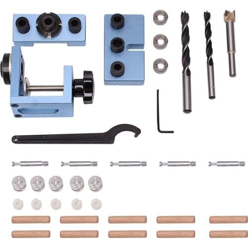 3 in 1 Drilling locator drilling guide kit tenon hole Puncher Woodworking tools for Furniture Fast Connecting Cam Fitting