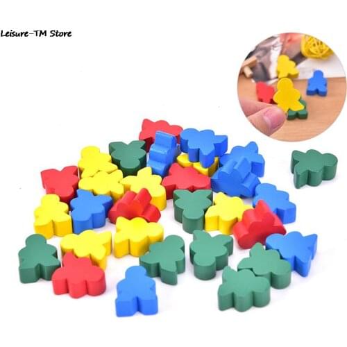 30pcs Wooden Chess Standard Size For Meeple Carcassonne Board Game Accessories