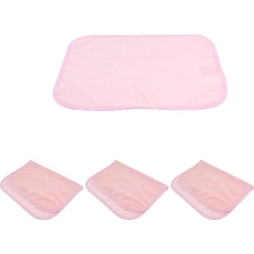 4x Reusable Underpads Incontinence Pad, Washable Absorbent Bed Pad for Children and Pet Mat,30x40cm (Pink)