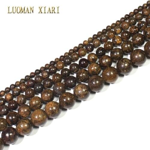 AAA 100% Natural Round Brown Bronzite Stone Beads For Jewelry Making DIY Bracelet Necklace Material 4/6/8/10/12 mm Strand 15