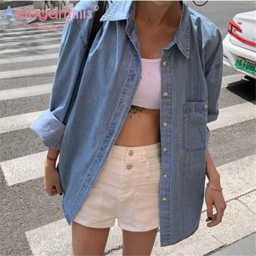 Aelegantmis Womens Denim Shirts