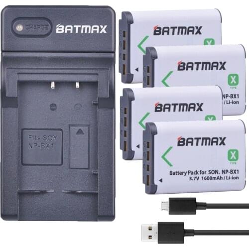 Batmax 4pcs NP-BX1 NPBX1 NP BX1 Camera Battery+USB Charger for Sony DSC RX1 RX100 AS100V M3 M2 HX300 HX400 HX50 HX60 GWP88 AS15