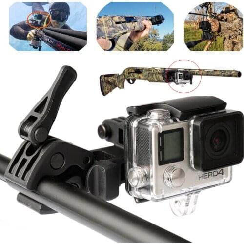 Go pro Hero5 Fixed Clip Holder Gun/Fishing Rod/Bow/Arrow selfie monopod base for Gopro hero7 6 5 4 SJCAM SJ4000 for Xiaomi YI 4K