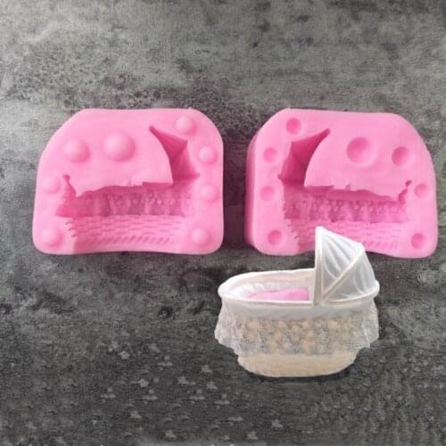 Baby cradle mold, baby car Mold, sugar silicone Mold chocolate cake decoration Mold L018