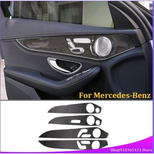 For Mercedes-Benz C-Class GLC-Class W2052014-2020 Car Interior Door Panel Trim Real Carbon Fiber (Soft) Car Interior Parts