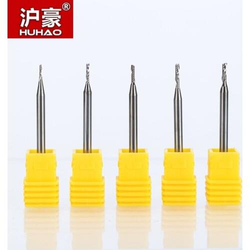 HUHAO 10pcs/lot Shank 3.175mm Milling Cutter Single Flute Spiral Cutter CNC Router Bit For MDF Carbide End Mill