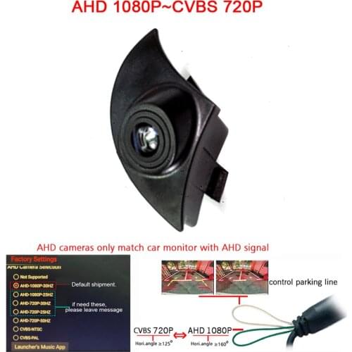 1080P/720P AHD 180deg Fisheye car FRONT GRILLE view camera for Toyota Highlander 2012 2013 2014 Front park camera night vision