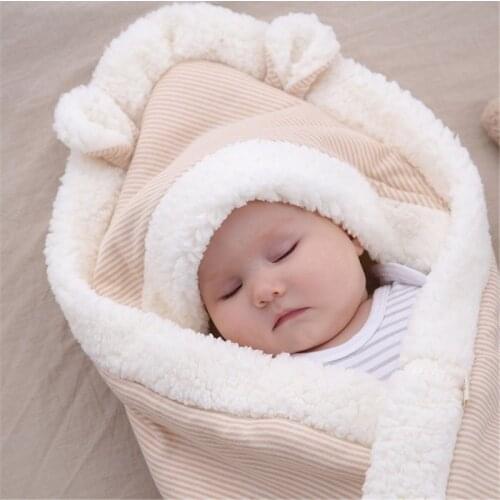 Baby Autumn Winter Thicken Soft Blanket Newborn Envelope Stroller Wrap Baby Sleeping Bags Footmuff Fleece Thermal Swadding Wrap