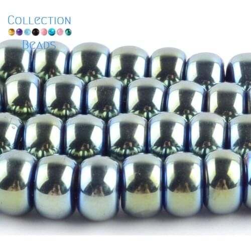 8mm Natural Stone Green Rondelle Beads Hematite Loose Spacer Round Beads For Jewelry Accessories Making Bracelet 15