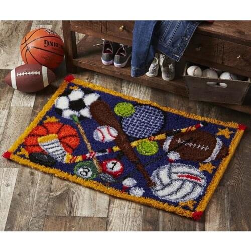 Latch Hook Kits for Adults and Kids Crochet Kit for Beginners Rug Making Kits with Printed Canvas Sports Gift Packaging