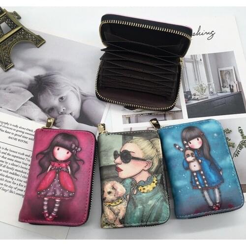 Cute card bag womens Korean multi-card cartoon card bag hipster zipper wallet one-piece bag coin purse fashion