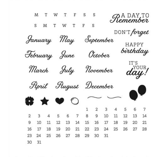 Calendar Clear Stamps and Metal Cutting Dies Set For Stencils Scrapbooking Photo Album Card Paper Embossing Craft Die Cut 2021