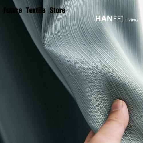 Blue cotton luxury satin living room shade curtain bedroom bay window shade retro texture curtain cloth