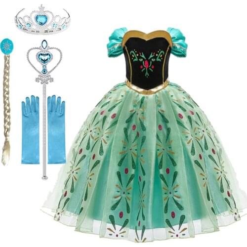 Princess Dress Elsa Girl Clothing Anna Dress Summer Cosplay Snow Queen Vestido Kids Cosplay Childrens Costumes Birthday Party