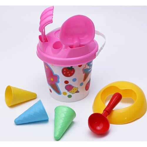 8 Pieces Beach Toys Sand Bucket Rake Ice Cream Moulds Playset Todders Gift