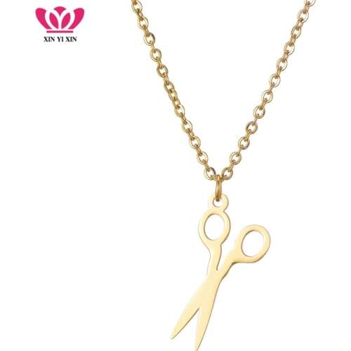 Simple Fashion Scissors Gold Choker Necklace Women Bohemia Color Geometric Stainless Steel Necklace Simple Design Jewelry Gifts