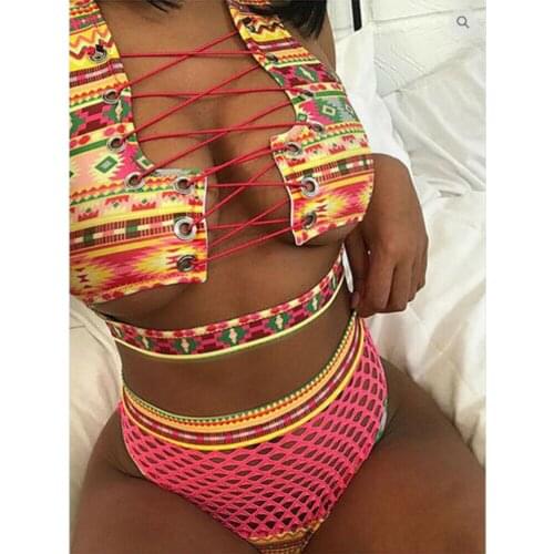 Sexy Bandage Bikini Set MUlti Color Sexy Womens Padded Push-up Bikini Set High Waist Swimsuit Bathing Suit Swimwear