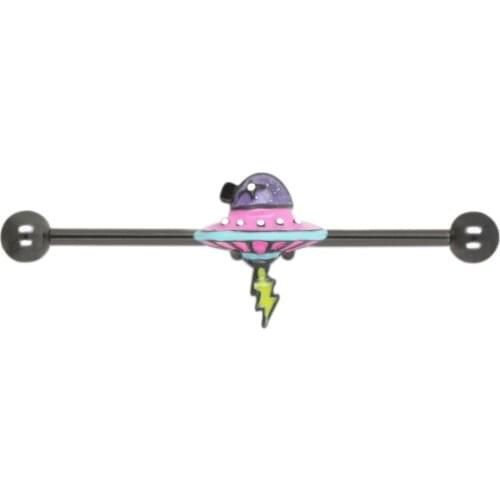 JHJT 14G/1.6mm Cartilage Barbell Nail 316L Surgical Stainless Steel Airship Cartilage Earrings Piercing Cartilage Bar