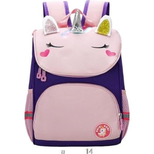 Girl School Bags Child Pink Unicorn Nylon Printing Backpack Kindergarten Student Cute Girls Childrens Schoolbag Waterproof Kid