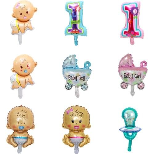 1 Year Old Baby Pacifier Stroller Diamond Ring Boy Daughter Aluminum Foil Balloon Decoration Happy Birthday Toy Inflatable Ball