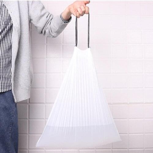 1 Roll Thicken Disposable Drawstring Trash Garbage Bag Kitchen Rubbish Pouch Environmental Cleaning Waste Bag