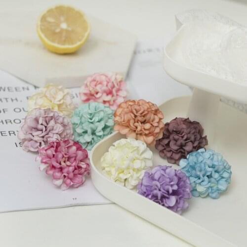 10pcs 10Colors 4.5cm Artificial Flower Heads Silk Carnation Daisy For DIY Wedding Decoration Flower Bridal Bouquet