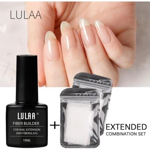 20/10Pcs Nail Extension Fiber Glass Nail Fiberglass Silk Nails Wrap Gel With 15ml Fiber Builder Gel Glue Nail Art Kit TSLM1