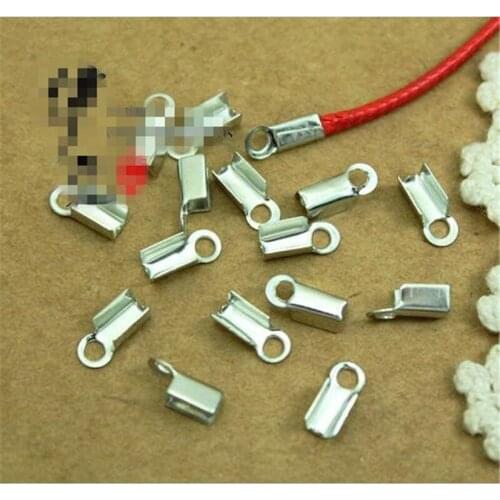 200pcs wholesale 9*3MM Folding Unclosed Open Crimp Ends Leather Cord End Tips fasteners clasp for Jewelry Making di172