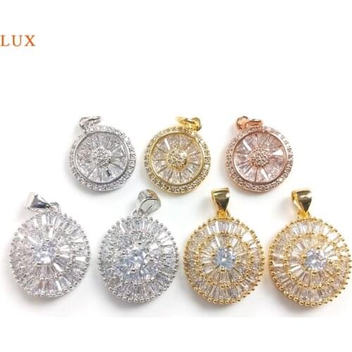 5pcs Shiny Cubic Zircon Round Pendant Charm Plating Watch Hands Fashion CZ Pendant Necklaces For Women Jewelry Set Accessories