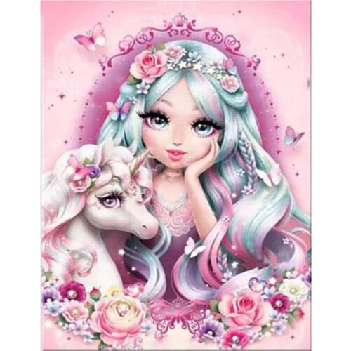 5D DIY diamond Painting full square round drill embroidery Cartoon Girl Diamond Mosaic Cross Stitch Home Decor Gifts