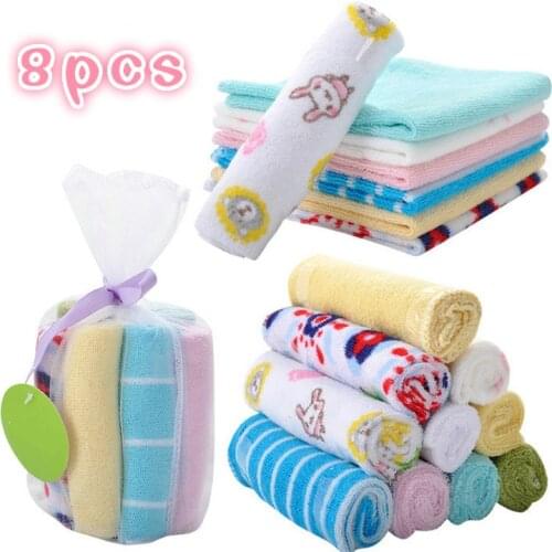 8pcs/lot Baby Feeding Towel Baby Cotton Towel Baby Face Cleaning Towel Baby Handkerchiefs Headband
