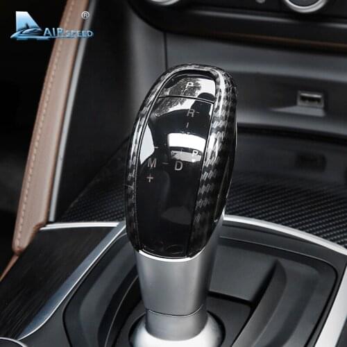 Airspeed ABS for Alfa Romeo Giulia Alfa Romeo Giulietta Stelvio Accessories Carbon Fiber Gear Shift Knob Head Cover Trim Sticker
