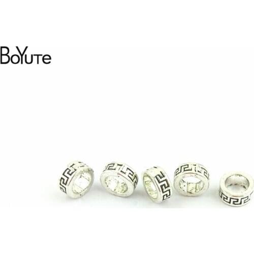BoYuTe (100 Pieces/Lot) 4*9MM Antique Silver Plated Metal Loose Bead Diy Bracelets Beads for Jewelry Making Findings Accessories
