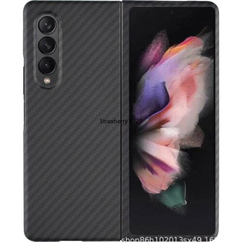 Carbon fiber Phone Case For Samsung Galaxy Z Fold 3 Cover Aramid Fiber Slim Design For Z Fold3 5G Anti-fall Mobile Phone Cases