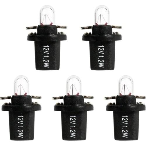 VODOOL 5pcs/set T5 B8.5D/T5 B8.4D 1.1W 1.2W 2W Halogen Car Gauge Bulbs Lights for Interior Dashboard Instrument Cluster Light
