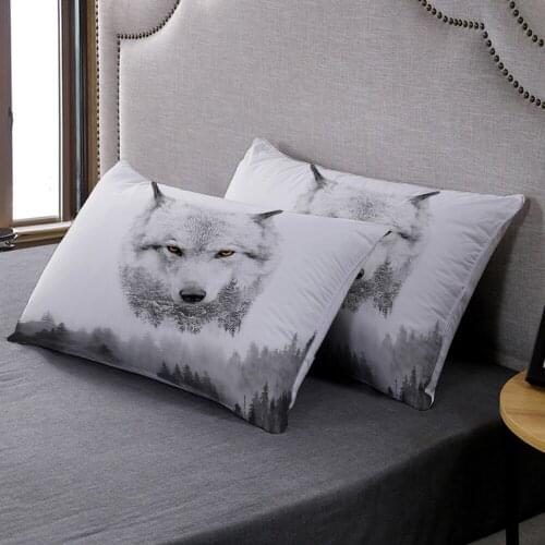 Custom 2PCS Jungle Wild Animal Wolf Pillowcase Fashion Comfortable Pillow Cover For Bed Single Pillow Covers Home Bedroom Decor