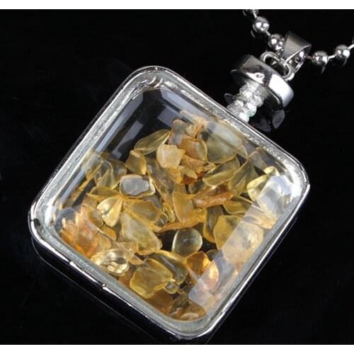 Kraft-beads Personalized Silver Plated Wish Bottle Natural Yellow Citrines Crystal Pendant Fashion Jewelry