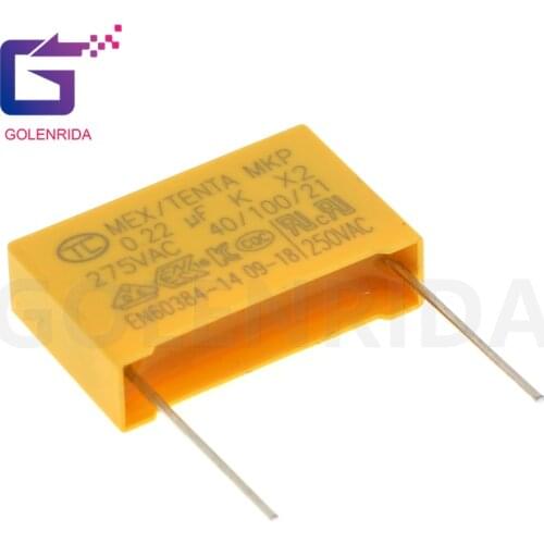 10pcs 0.22uF capacitor X2 capacitor 275VAC 220NF Pitch 22mm X2 Polypropylene film capacitor 0.22uF 224K