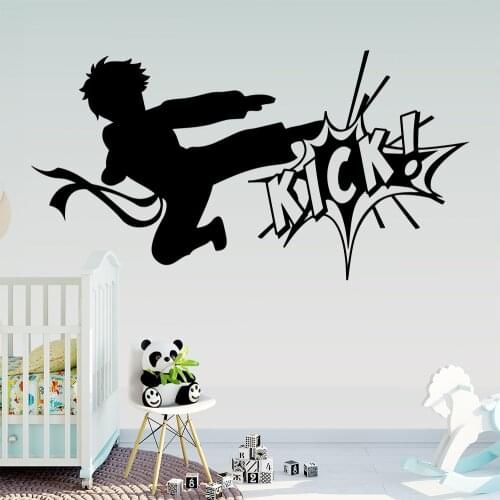 Beautiful Kick Taekwondo Home Decor Vinyl Wall Stickers for Kids Room Removable Mural A4-060 Paper Single-piece Package Cartoon