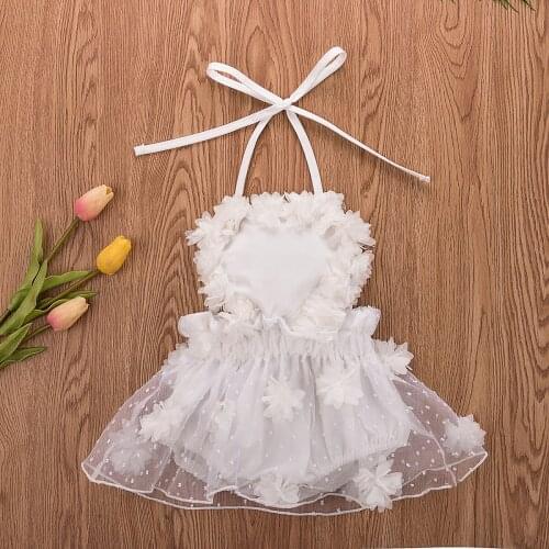 Newborn Infant Baby Girl Floral Lace Sleeveless Romper Bodysuit Holiday Clothes