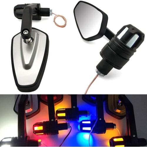 Motorcycle 22mm Rearview Handle mirror With LED Turn signal Side Light For Ducati 400 620 695 696 796 821 797 900 MONSTER M750