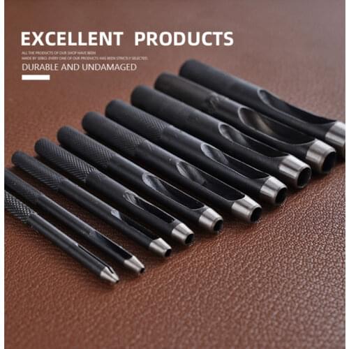 Round Hollow Punch Set Leather Craft Punch Tool Hollow Hole Punch Cutter Tool for Watch Bands Belts Canvas Paper (1-10MM)